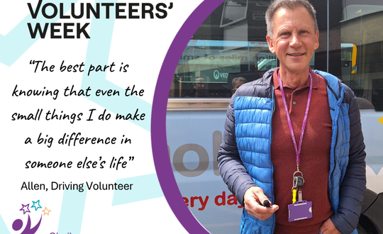 Male volunteer with a quote.