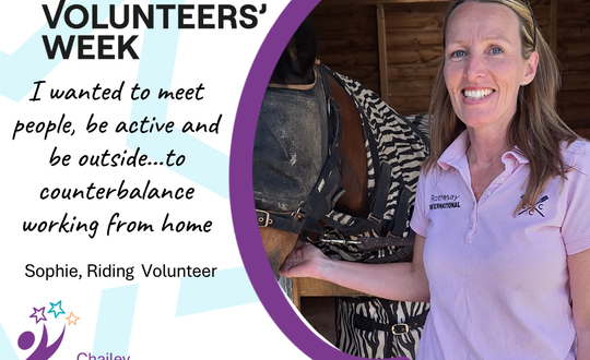 Female volunteer with a quote.