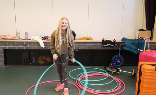 Young girl hoola hooping