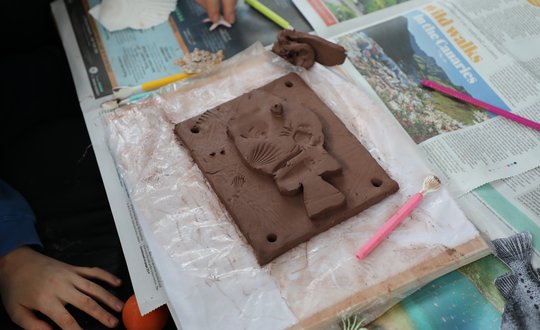 Example of one of the clay tiles made.