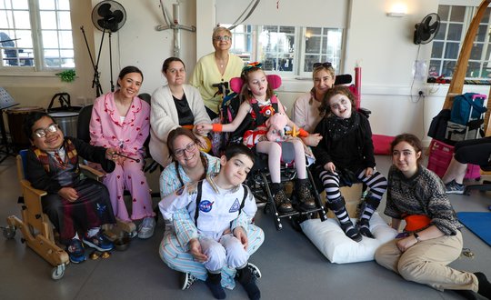 Class group photo all dressed up.