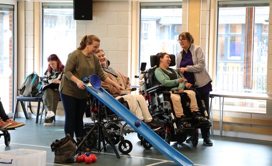 Girl playing adaptive games.