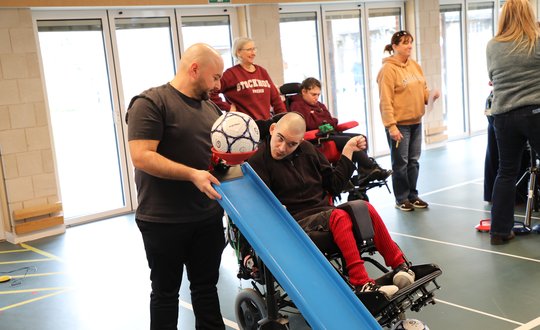 Boy using switch to play ball games