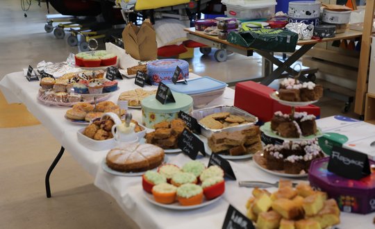 Bake sale table.