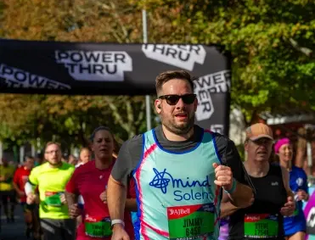 Man running after the start line.