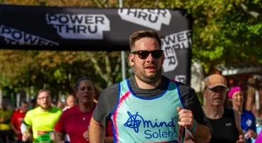 Man running after the start line.