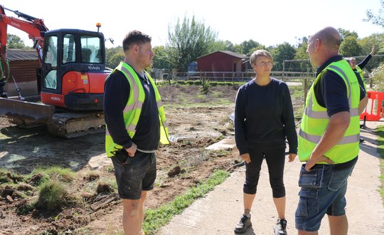 Building team and farm manager on Patchwork Farm