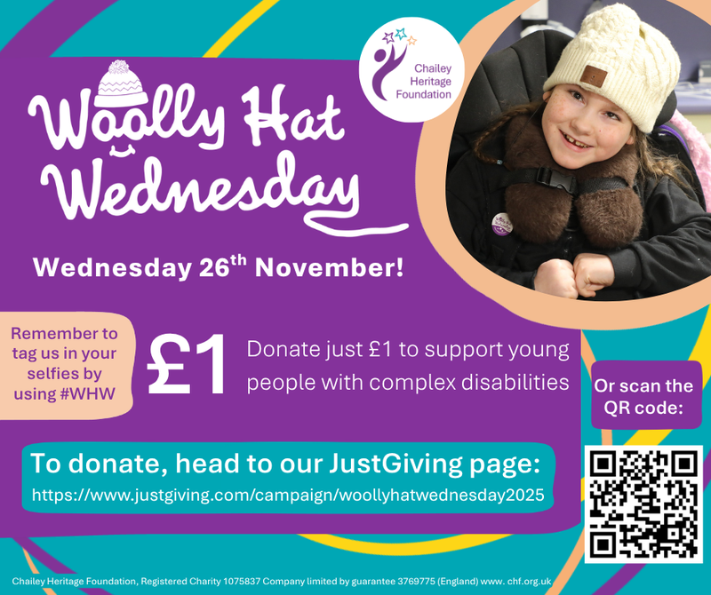 Poster  and QR code for advertising £1 for Woolley Hat Wednesday