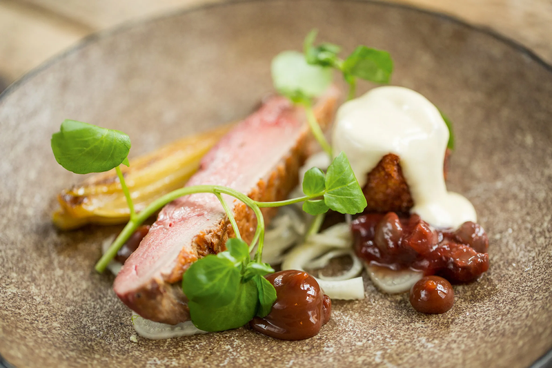 A close up of a fine dining dish